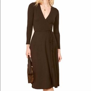 Reformation Maurie Black wrap dress